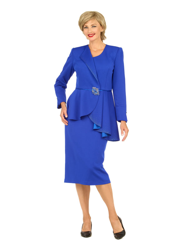 2pc Scuba Stoned Uneven Peplum Jkt+Skt Suit