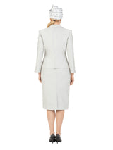 3pc Notch Collar Textured Fabric Skirt Suit-Plus