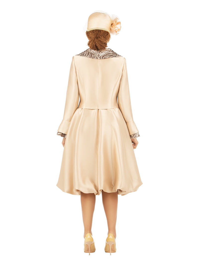 Faux 2pc Silky Twl + Sequined Collar Coat Dress