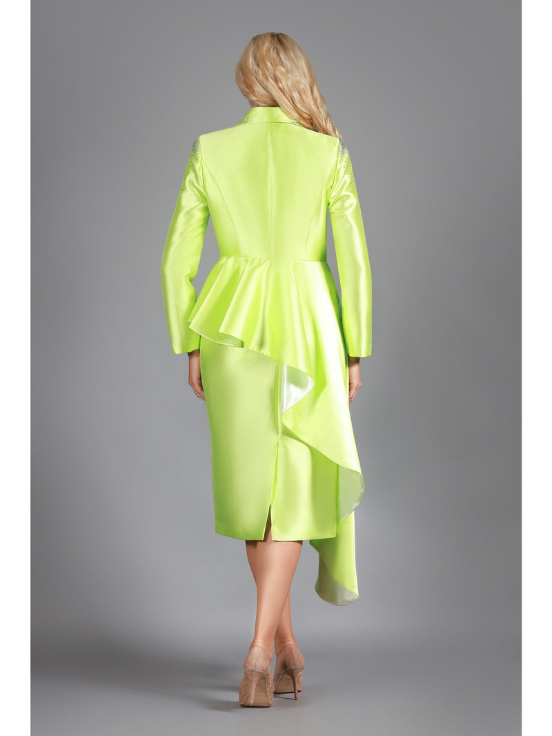 3pc Silky Twl Skt Suit w/ Uneven Rfl Stoned Jkt