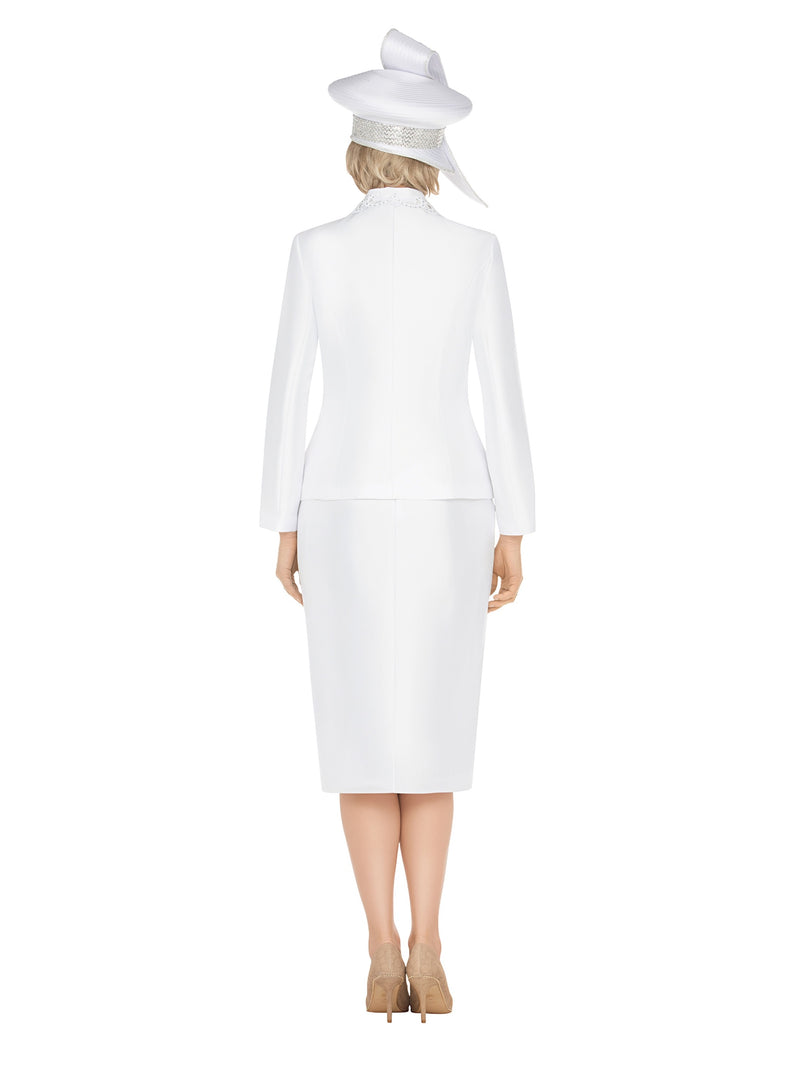 3pc Silky Twill Skt Suit w/ Cutouts & Stones-Plus