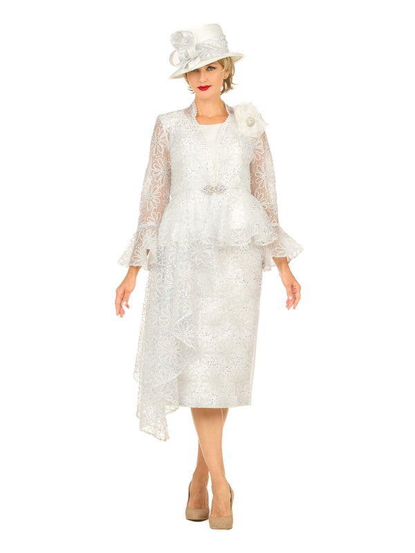 3pc Lace Peplum Skirt Suit with Asymmetric Jkt
