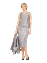 3pc Ruffle-Cuff Jkt, Cami&Fringe Pencil Skirt Suit