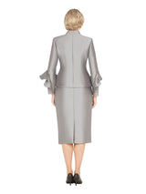 3pc Ruffle-Cuff Jkt, Cami&Fringe Pencil Skirt Suit