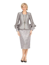 3pc Ruffle-Cuff Jkt, Cami&Fringe Pencil Skirt Suit