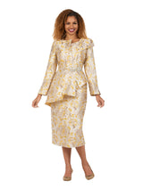Metallic Brocade 2pc Skirt Suit w/ Asym Jkt - Plus