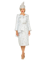 Metallic Brocade 2pc Skirt Suit w/ Asym Jkt - Plus