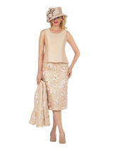 Couture Floral Embroidered 3-Piece Skirt Suit