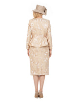 Couture Floral Embroidered 3-Piece Skirt Suit