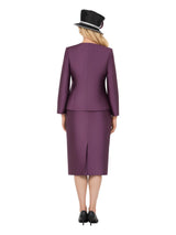 Embellished Lace & Silky Twill 3pc Skirt Suit