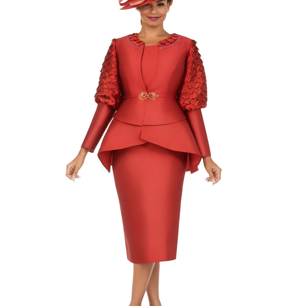 donnies dresses Donnie Mini Dress-Red Leaf print pleated midi dress with flare sleeves Stunning Church Apparel Brands for