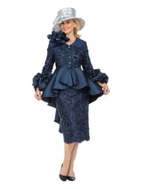 Sculpted Elegance Floral Lace 2pc Skirt Suit