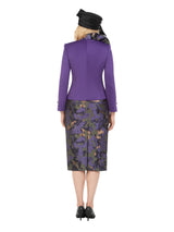 Purple Ruffle Jacket&Floral Brocade Skirt Suit
