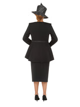 Crystal Elegance 3 Piece Peplum Skirt Suit-Plus
