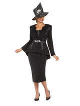 Crystal Elegance 3 Piece Peplum Skirt Suit