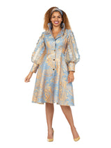 Metallic Brocade Organza Sleeve Belted Coat-Plus