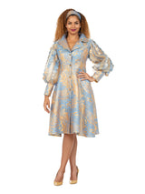 Metallic Brocade Organza Sleeve Belted Coat