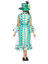 Dot Print 2pc Bell Sleeve Sheer Jkt Dress Set