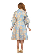 Metallic Brocade Organza Sleeve Belted Coat-Plus