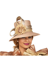Elegant Jeweled Loop Crown Wide Brim Hat