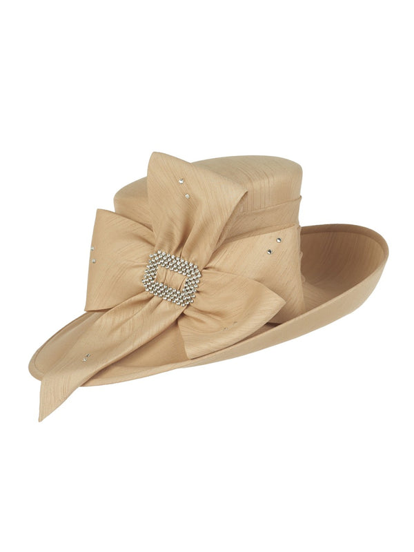 Side-flipped Medium Brim Hat w/ Flower Ribbon
