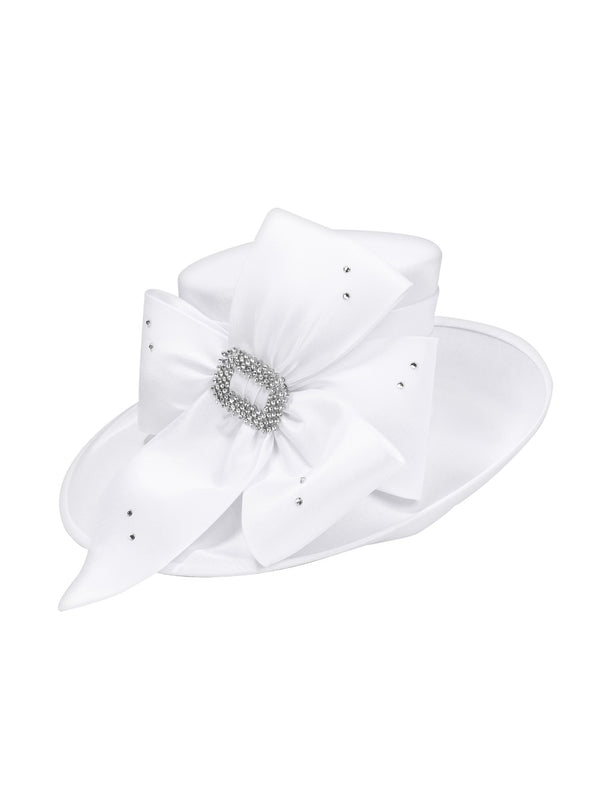 Side-flipped Medium Brim Hat w/ Flower Ribbon