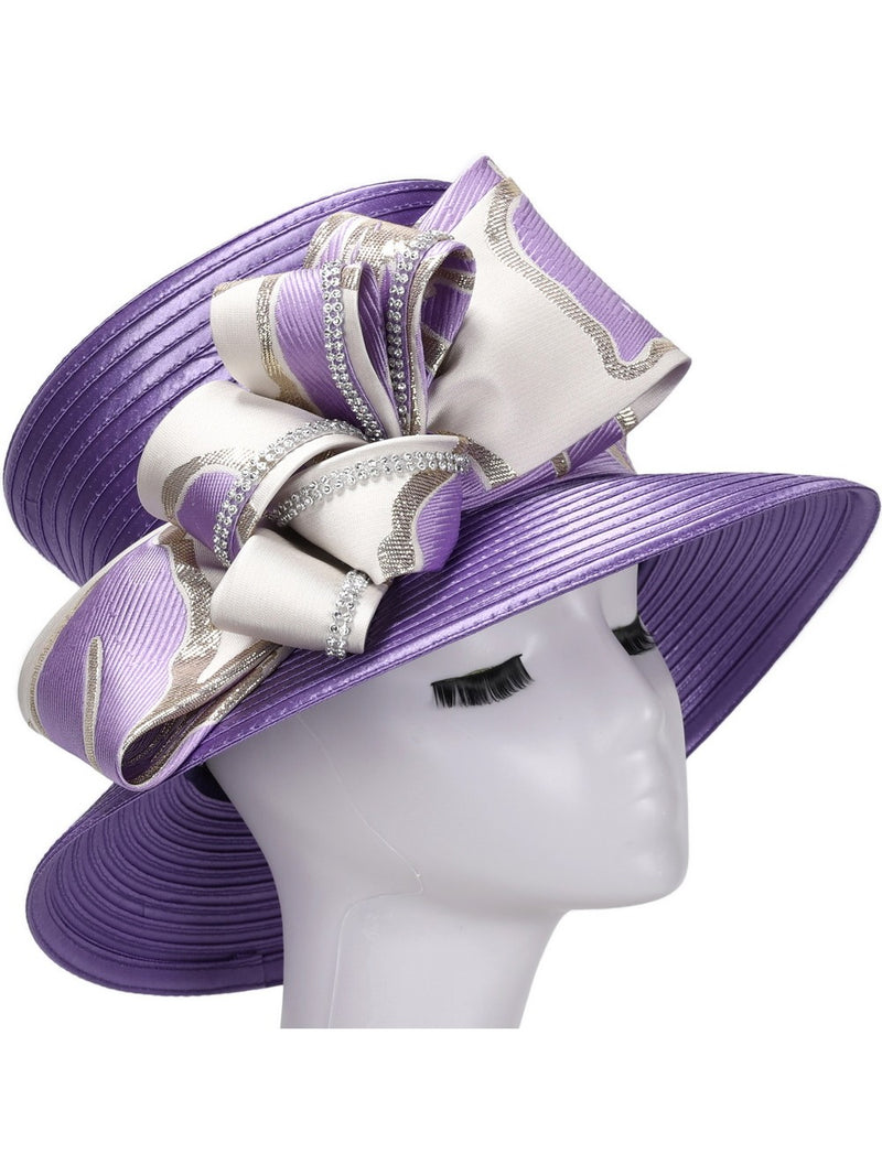 Med Ribbon Hat w/ Brocade Flower