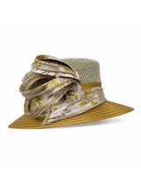 Rhinestone Crown Small Brim Hat w/ Ribbon Loops