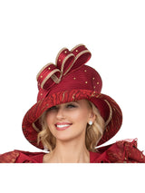 Wide Brim Hat with Rhinestone-trimmed Bow Detail