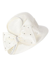 Jeweled Statement Bow Medium-Brim Ribbon Hat