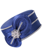 Jeweled Swirl Bow Pillbox Hat with Rhinestone Trim