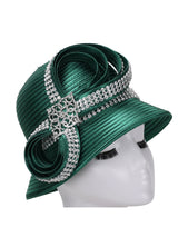 Rhinestoned Bucket Hat in Satin Ribbon