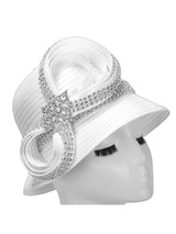 Rhinestoned Bucket Hat in Satin Ribbon