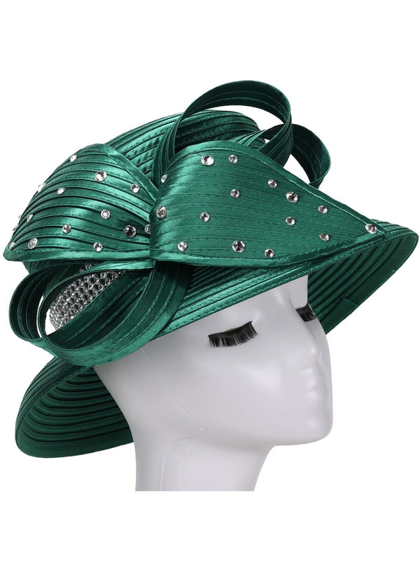 Medium Brim Ribbon Hat w/ Leaf Decor