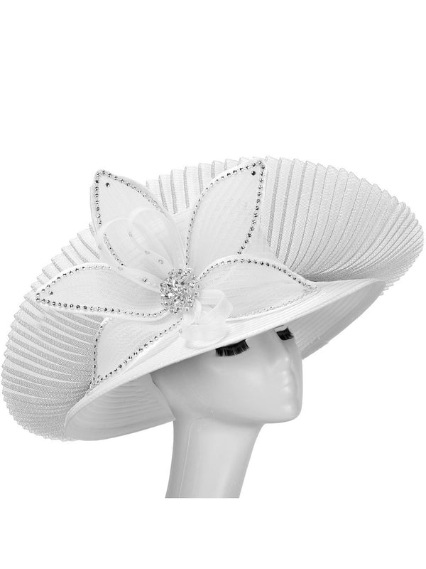 Medium Brim Stoned Hat w/ Flwr and Fan-shaped Veil