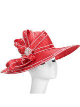 Wide Brim Rhinestoned Ribbon Hat