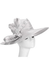 Wide Brim Rhinestoned Ribbon Hat