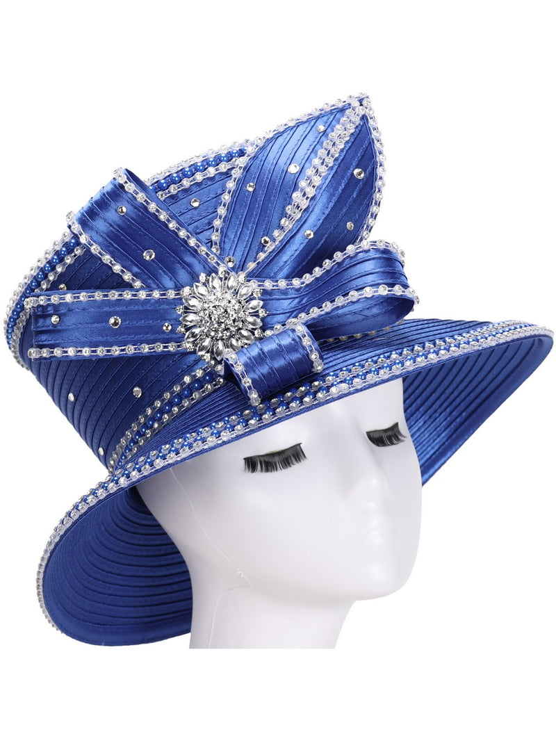 Small Brim Rhinestone Strip Decorated Rbn Hat