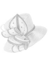 Rhinestone Crown&Sculpted Bow Medium-Brim Hat