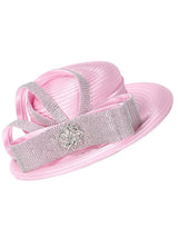 Rhinestone Sash Bow&Crystal Brooch Wide-Brim Hat