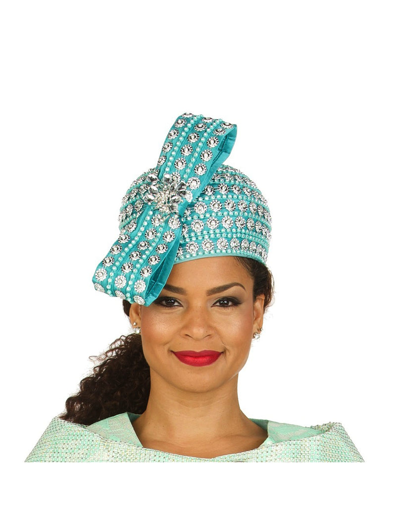 Rhinestoned Pillbox Hat w/ Brooched Vertical Bow