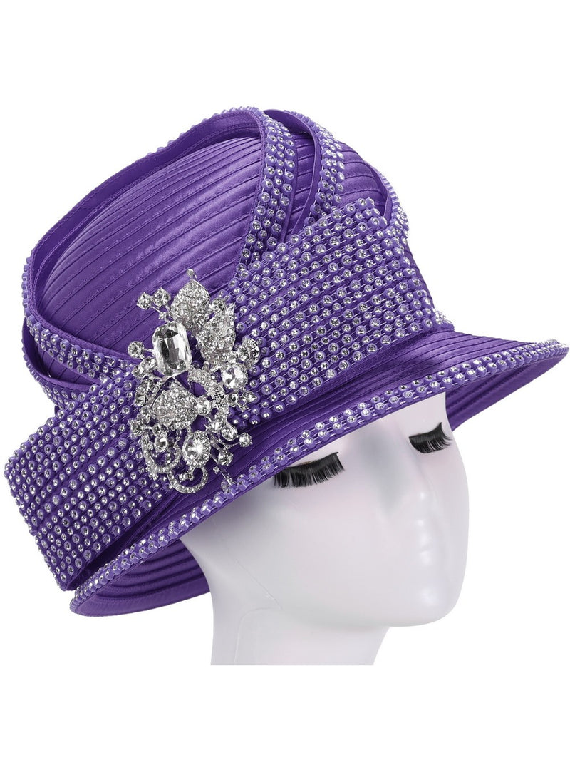 Small Brim Hat w/ Rhinestone Decor