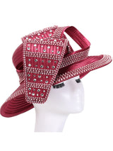 Wide Brim Hat w/ Rhinestone Decor