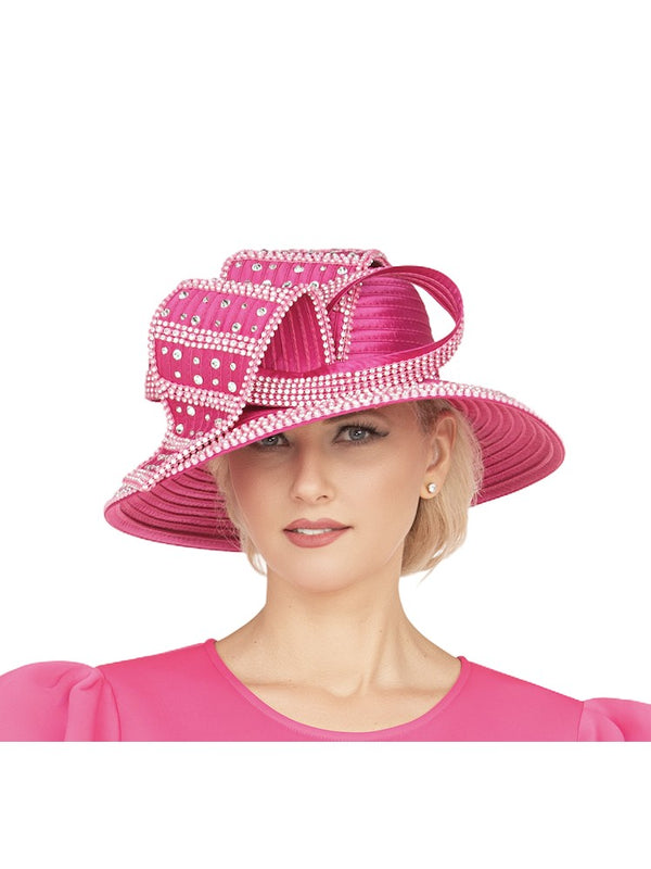 Wide Brim Hat w/ Rhinestone Decor