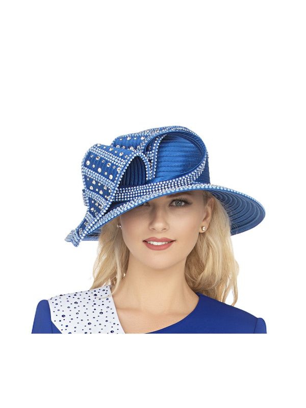Wide Brim Hat w/ Rhinestone Decor