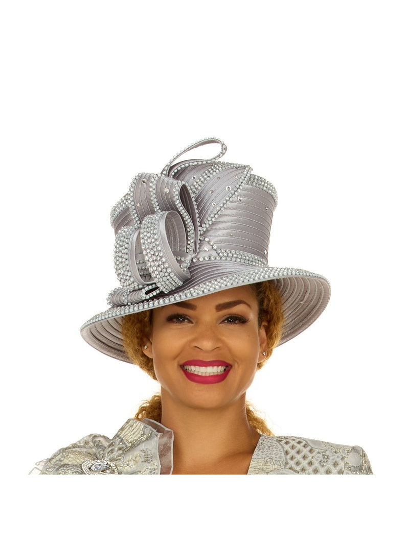 Elegant Rhinestoned Satin Rbn Hat