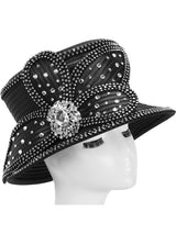 Small Brim Hat w/ Bows & Rhinestone Decor