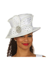 Small Brim Hat w/ Bows & Rhinestone Decor