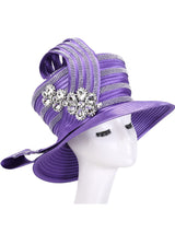 High Crown Rhstn Strip Hat w/ Brooch