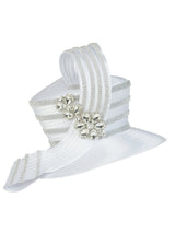 High Crown Rhstn Strip Hat w/ Brooch